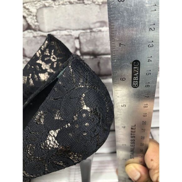 Tory Burch Black Leather Floral Fabric Platform Stiletto High Heels Women Sz 8M - Picture 12 of 16